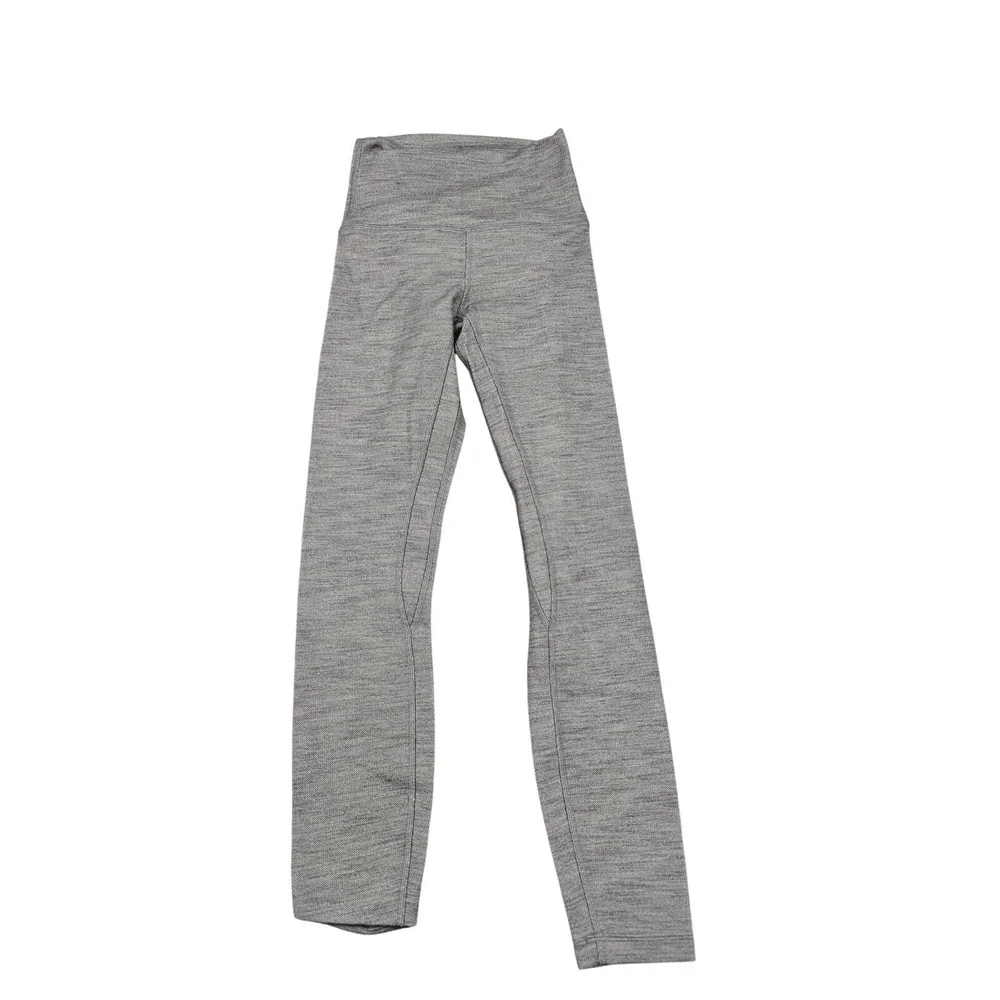 Lululemon Leggings Womens 2 Gray High Rise Ankle Knit Yoga Pants‎ Gym Activewear